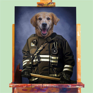 Firefighter portrait pet